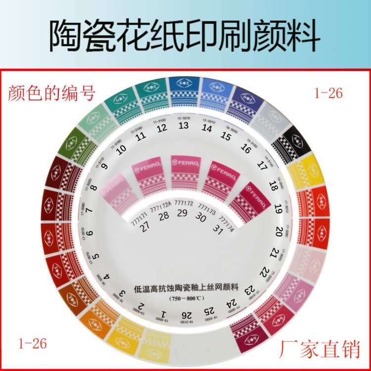 陶瓷花纸色料 釉上低温陶瓷颜料 丝印花纸用印刷颜料