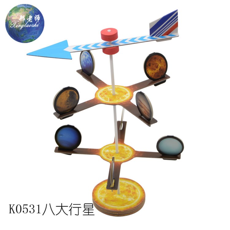品 名:八大行星 货 号:K0531 包 装:包装袋 产品尺寸:300*400MM 装 箱 数:200 PCS 箱 规:60*40*55 科技模型主要指陆,海,空模型.科技模型活动融科学和竞技,动手和动脑为一体,深受广大青少年的喜爱,其最主要的作用也是培养和提高青少年的综合动手创新技能和高素质.因此,在世纪之交.