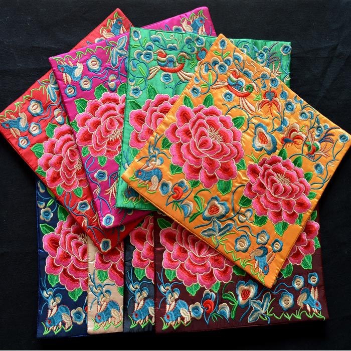 中国风布艺礼品牡丹花绣片可做鼠标垫餐垫电话