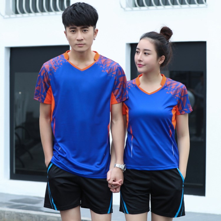 定制团购男羽毛球服套装短袖速干比赛服气排球