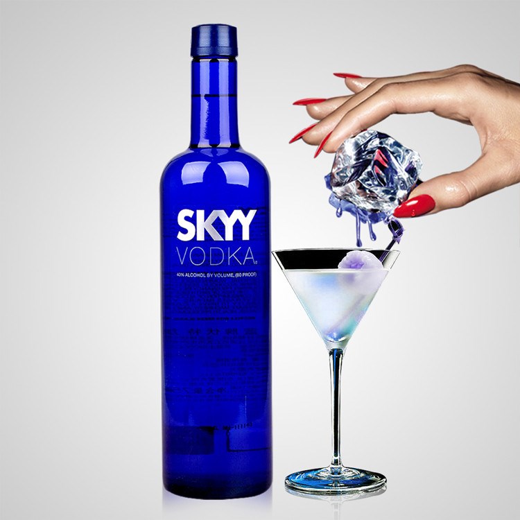 【蓝天伏特加】深蓝蓝天伏特加sky vodka 原味酒 750ml*1瓶装