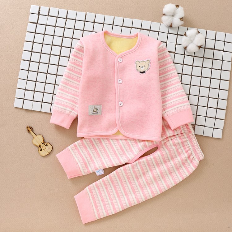 2018苹果绒保暖套装 春秋婴儿男女童衣服女童