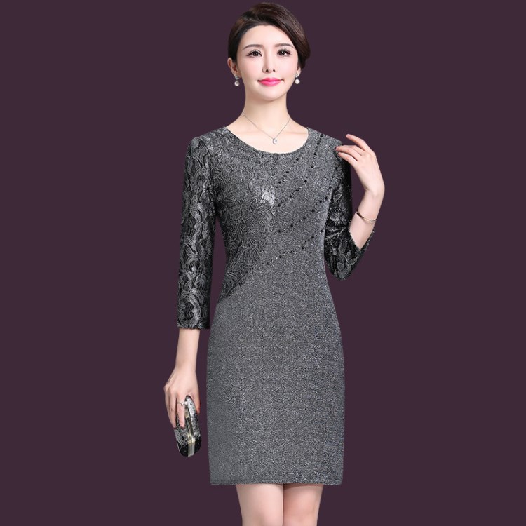 2018秋新款中老年婚礼连衣裙婚宴婚庆礼服40