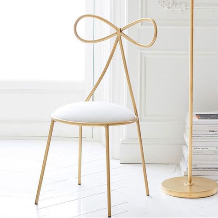 铁艺蝴蝶结椅子化妆椅设计师简约洽谈餐椅金色