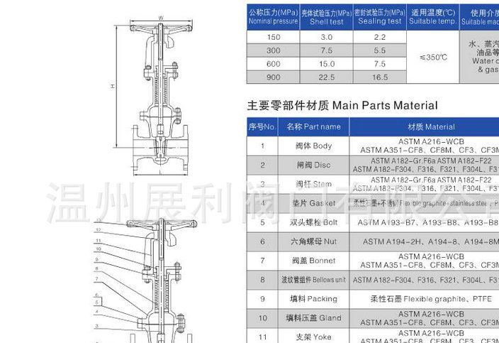 美標波紋管閘閥 廠家直供API.DIN.GB，高壓，中壓，低壓示例圖4