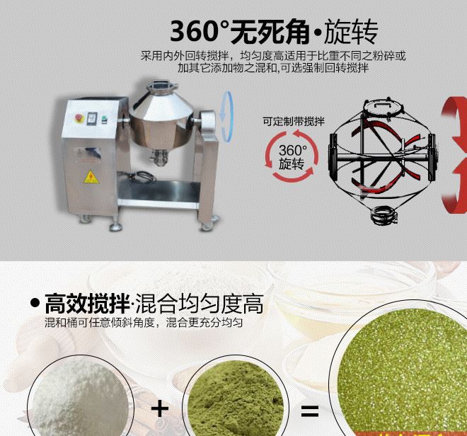 廣州W型混合機 不銹鋼電動雙錐型干粉顆粒白糖味精混料機示例圖3