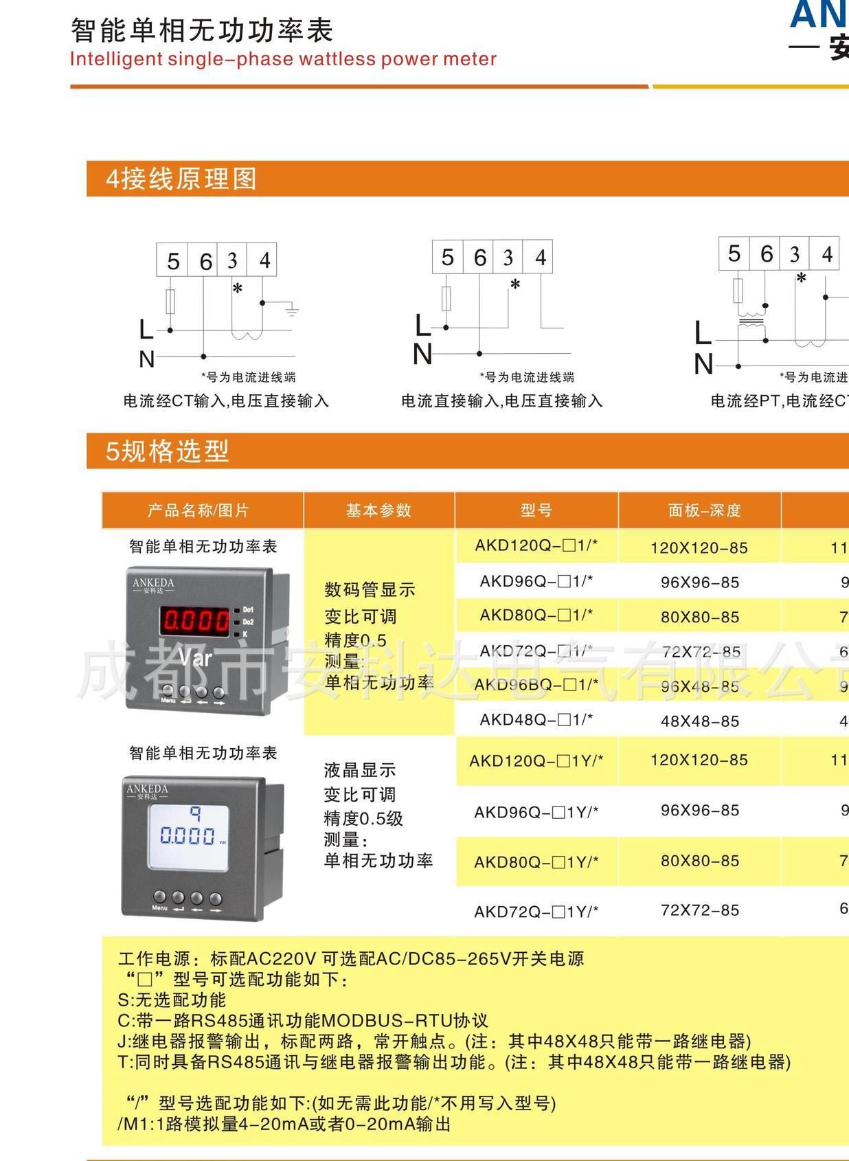 智能單相無功功率表 數(shù)顯電力儀表 液晶屏顯示示例圖6