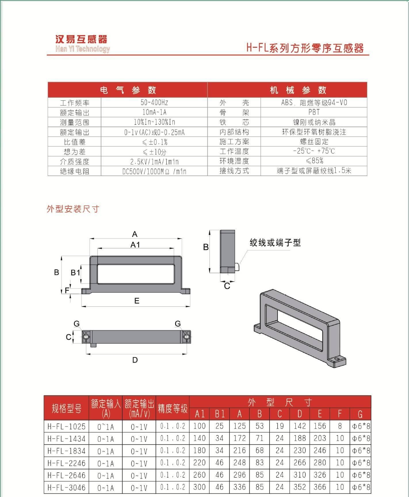 互感器/零序互感器/开合式互感器/剩余电流互感器/火灾监控探测器示例图3