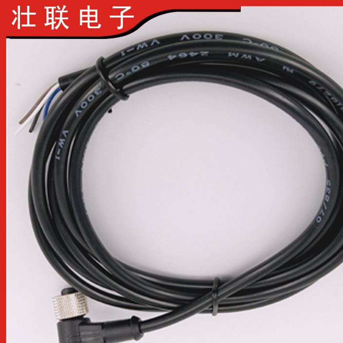 M12傳感器專用航空插頭線，彎頭，四芯線，國標接近開關連接線示例圖2