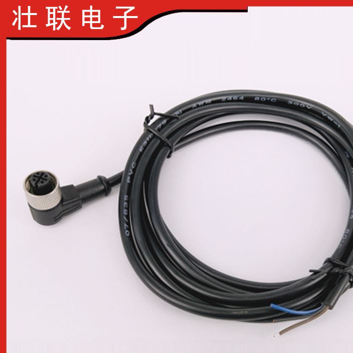 M12傳感器專用航空插頭線，彎頭，四芯線，國標接近開關連接線示例圖3