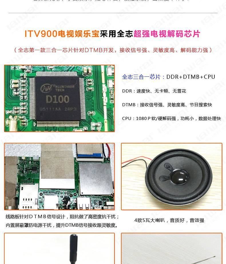 愛華ITV900 DTMB移動小電視機老人便攜高清唱看戲機免費看電視示例圖5