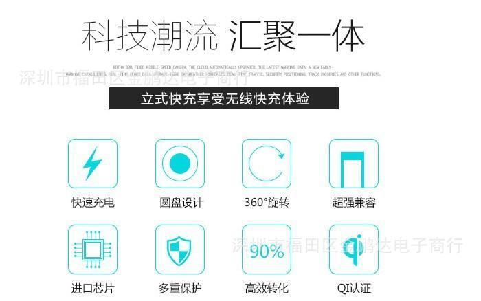 適用三星S7edgeS6無線充電器方便充立式快充圓盤無線發(fā)射器無線充示例圖5