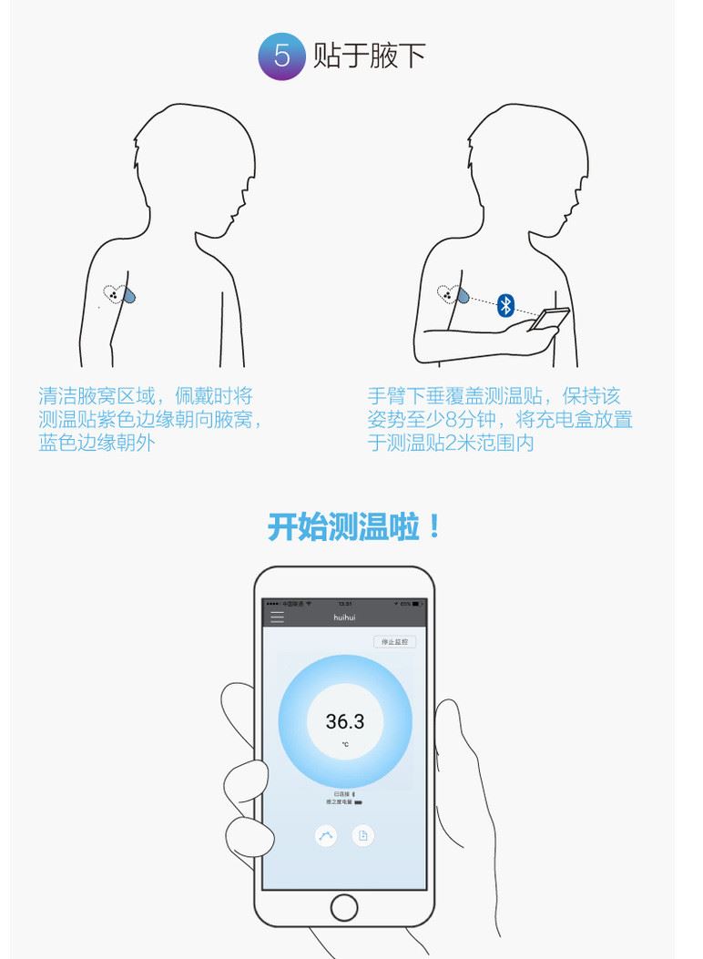 感之度  嬰幼兒童寶寶智能雙藍牙智能體溫計 連續檢測體溫貼示例圖17
