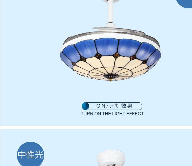 貝殼卡通兒童隱形吊扇燈?地中海小孩房臥室靜音變頻風(fēng)扇燈電風(fēng)扇示例圖12