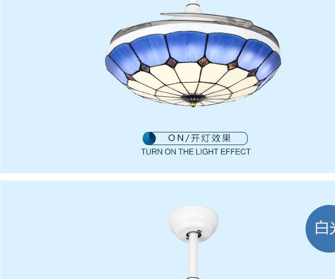 貝殼卡通兒童隱形吊扇燈?地中海小孩房臥室靜音變頻風(fēng)扇燈電風(fēng)扇示例圖13