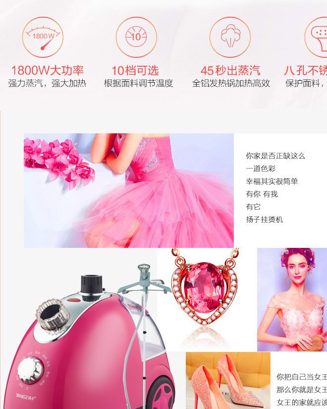 揚子蒸汽掛燙機家用掛式立式燙衣服熨燙機小型手持迷你電熨斗示例圖2
