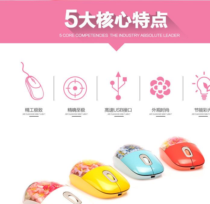 廠家直銷無線鼠標筆記本電腦配件便攜式無線鼠標花漾光學鼠標示例圖2
