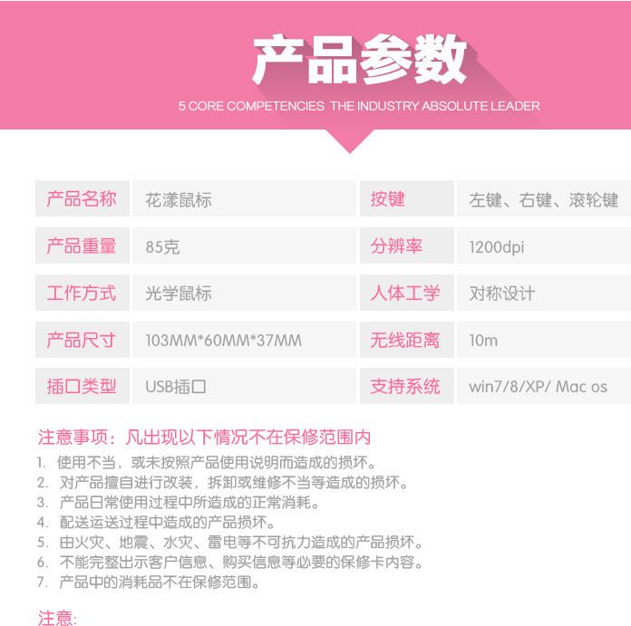 廠家直銷無線鼠標筆記本電腦配件便攜式無線鼠標花漾光學鼠標示例圖9