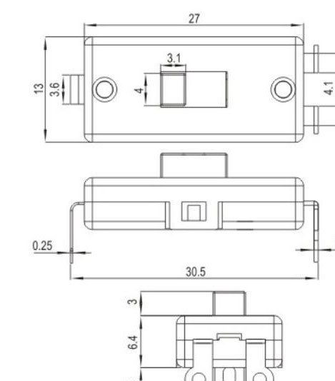 KFC-B2-A2-AA小型3腳3檔撥動開關(guān) 27X13貼片推動滑動開關(guān)示例圖8