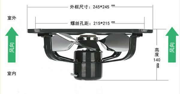 金羚排氣扇24寸方形工業(yè)扇金屬鐵強力排風(fēng)扇 廚房油煙換氣扇示例圖32