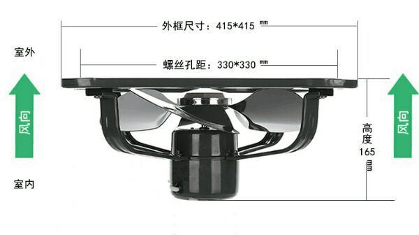 金羚排氣扇24寸方形工業(yè)扇金屬鐵強力排風(fēng)扇 廚房油煙換氣扇示例圖34