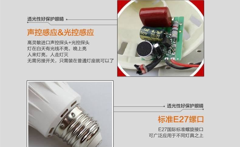 智能樓梯 過道 倉庫 車庫LED聲光控球燈泡 聲控延時(shí)節(jié)能感應(yīng)燈泡示例圖8