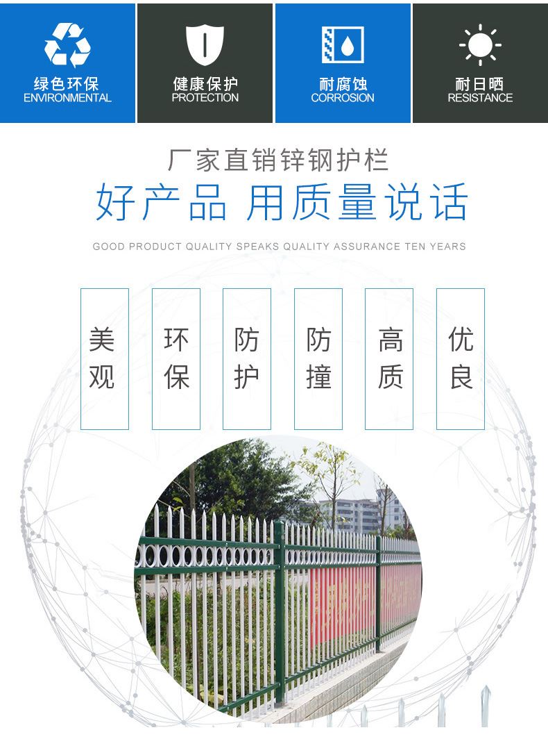 小区别墅围墙护栏锌钢围栏 锌钢护栏学校园林围墙护栏示例图122