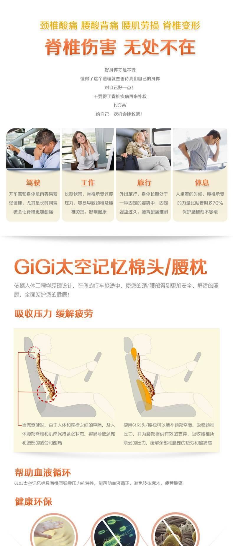 GiGi汽車頭枕護(hù)頸枕 車用骨頭枕 靠枕靠墊記憶棉汽車內(nèi)飾用品示例圖6