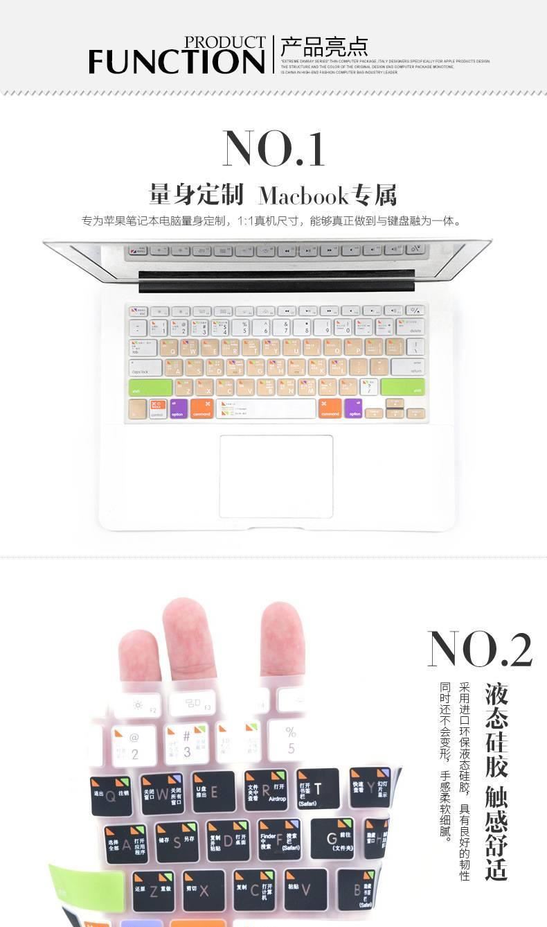 蘋(píng)果筆記本鍵盤(pán)膜macbook12寸 air11 pro13.3寸15快捷鍵mac保護(hù)膜示例圖10