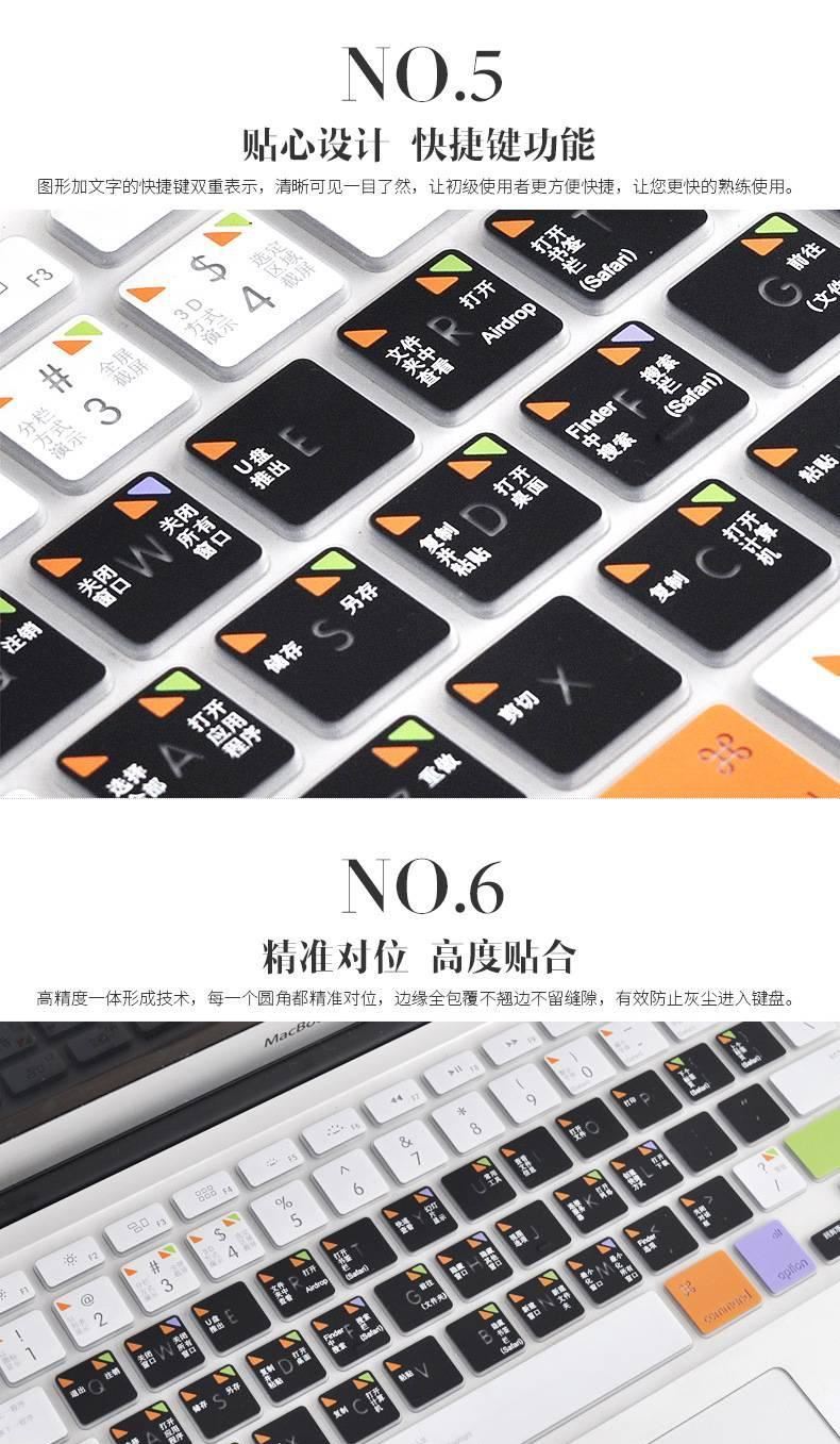 蘋(píng)果筆記本鍵盤(pán)膜macbook12寸 air11 pro13.3寸15快捷鍵mac保護(hù)膜示例圖12