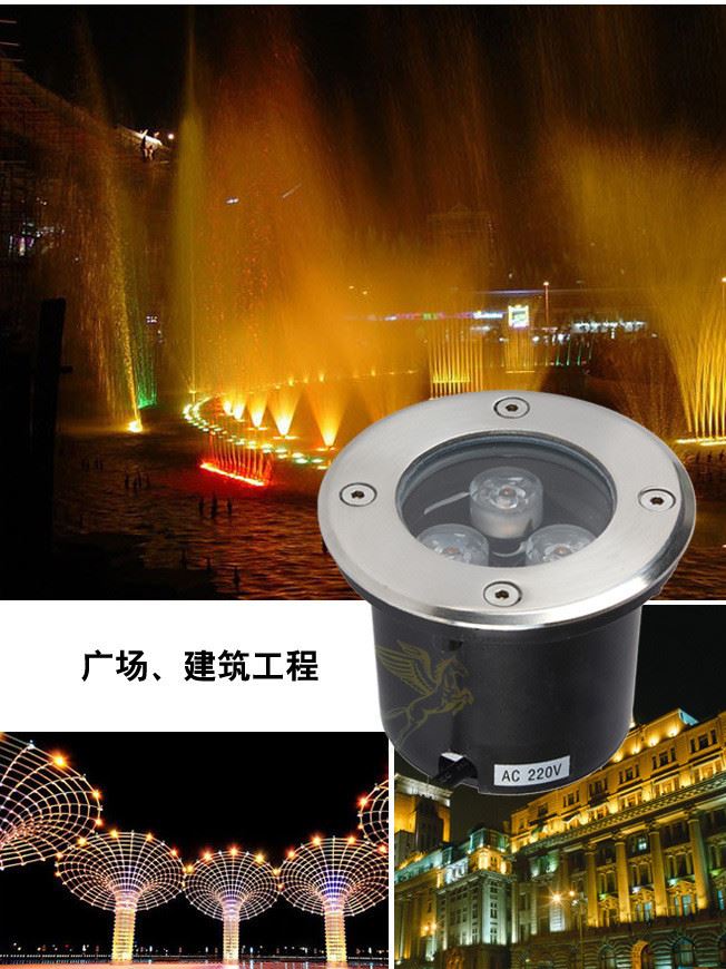 廠家戶外工程LED地埋燈公園廣場庭院地面嵌入式1-36W埋地射燈示例圖4