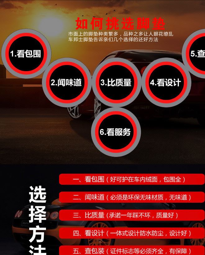 車邦士環(huán)保皮革防滑全包圍腳墊單層專車定制五座通用腳墊一件代發(fā)示例圖6