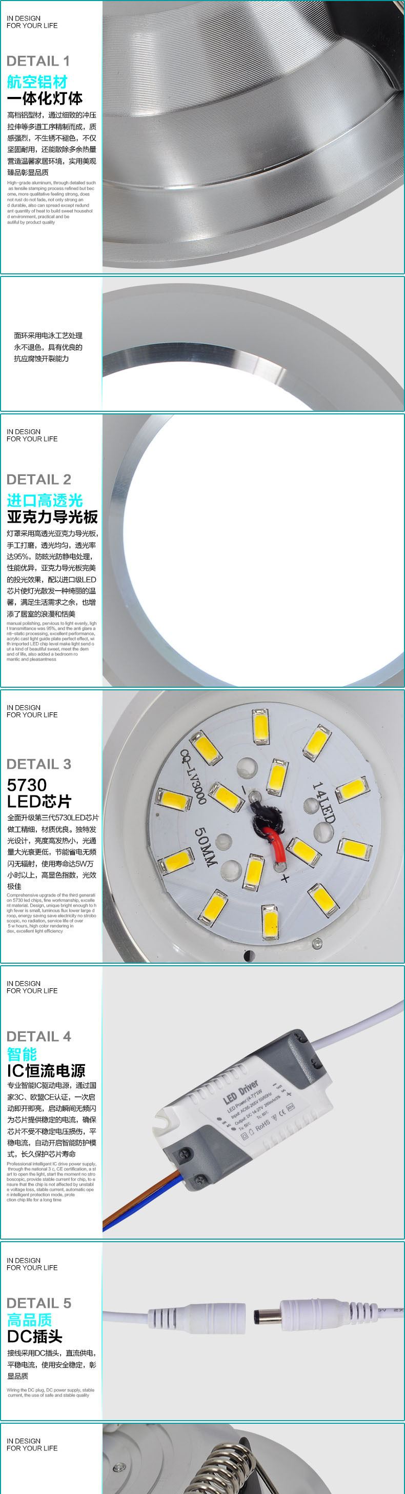 2.5寸3寸3.5寸4寸5寸LED筒燈3w5w7w9w12wLED筒燈 天花射燈LED筒燈示例圖28