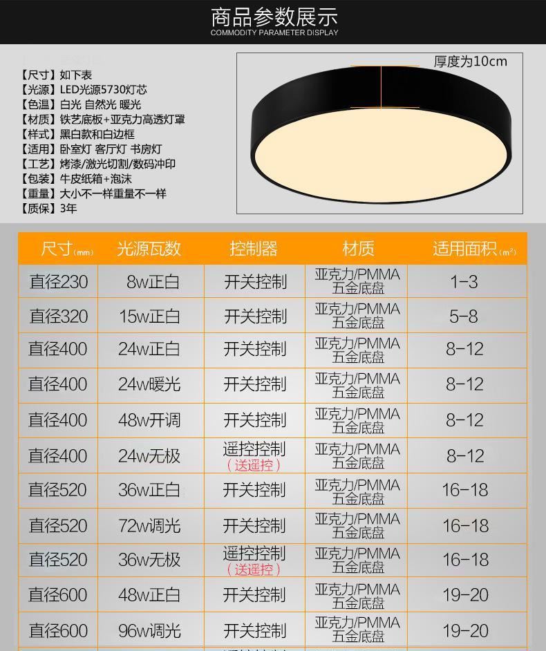 廠批發(fā)led吸頂燈圓形臥室燈現(xiàn)代簡約鐵藝客廳燈創(chuàng)意書房陽臺燈具示例圖26