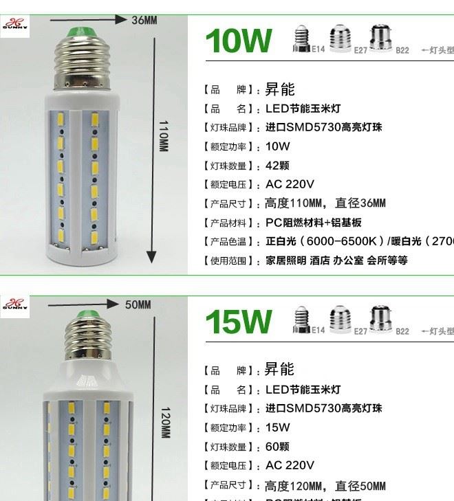 批發(fā)LED燈泡 節(jié)能燈led玉米燈5730高亮220V家用E27螺口40W恒流燈示例圖7