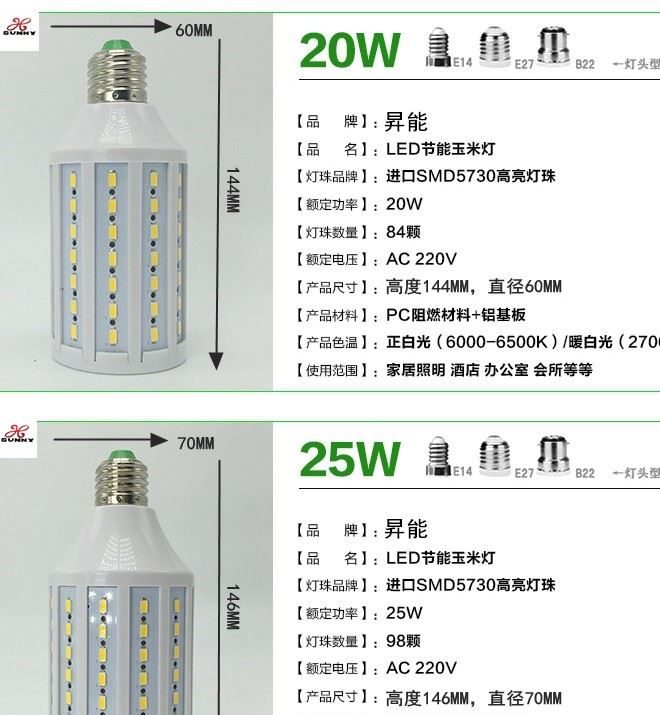 批發(fā)LED燈泡 節(jié)能燈led玉米燈5730高亮220V家用E27螺口40W恒流燈示例圖8