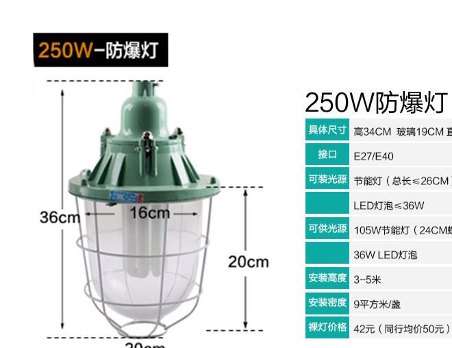 新黎明BCD隔爆型防爆燈200W250W倉庫車間廠房驗收燈具防潮LED燈罩示例圖6