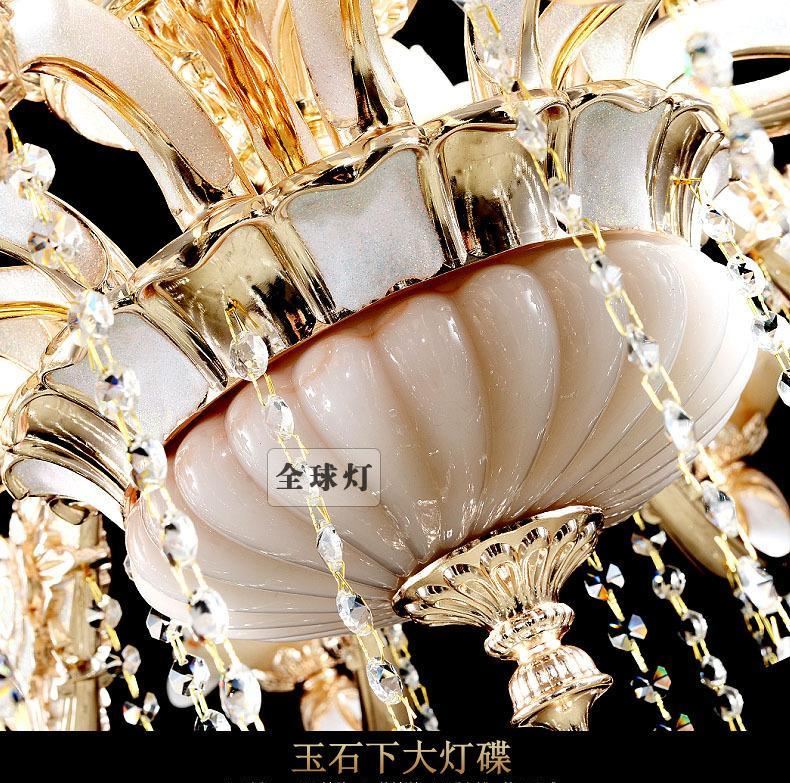 歐式玉石水晶吊燈奢華大氣家用大廳鋅合金燈具客廳云石蠟燭餐廳燈示例圖32