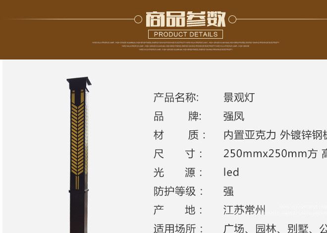 廣場(chǎng)園林方燈3米LED方形景觀燈別墅小區(qū)花園戶外庭院景觀燈廠家示例圖2
