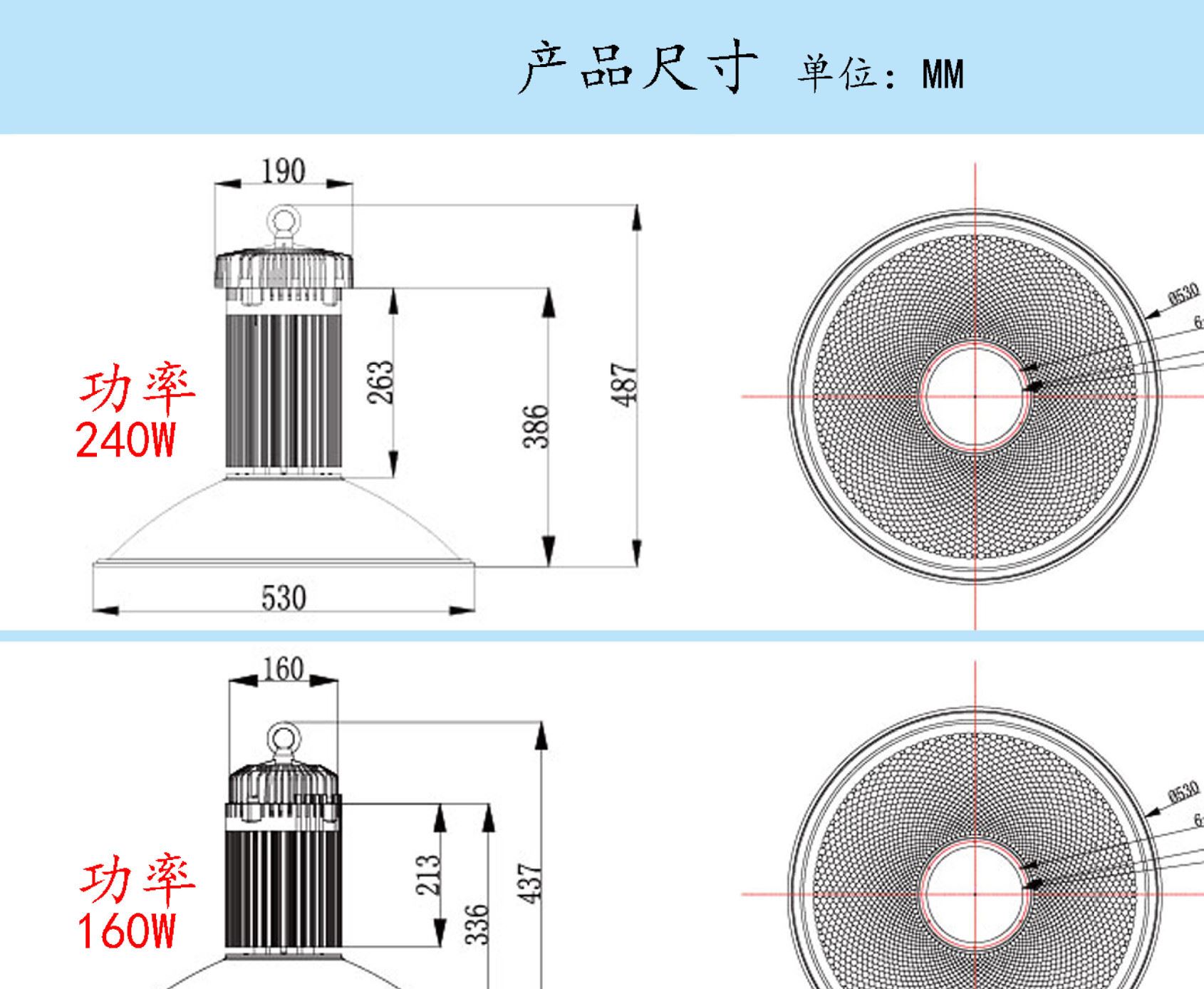 新款工礦燈240W鋼結構廠房燈射燈廣場車站燈節能天棚燈倉庫塔吊燈示例圖3