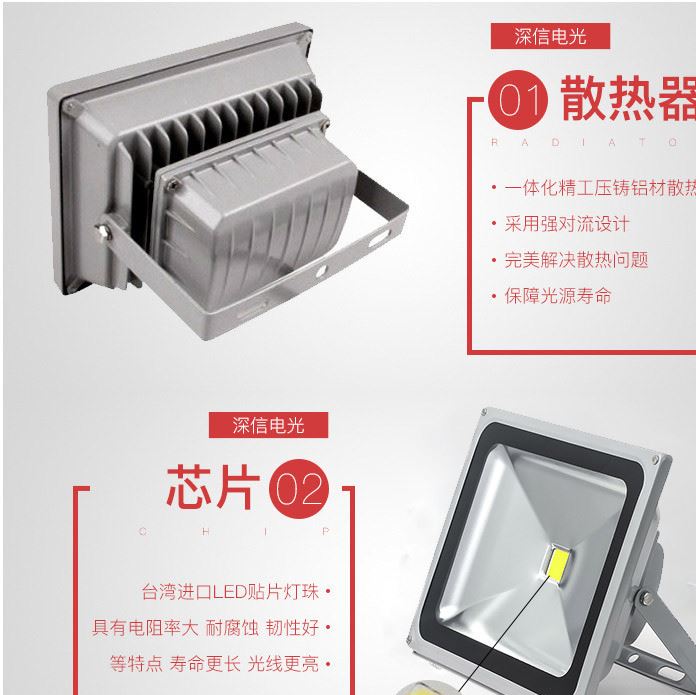 LED投光燈路燈集成led投射燈投光燈50w100w150w200w戶(hù)外LED泛光燈示例圖9