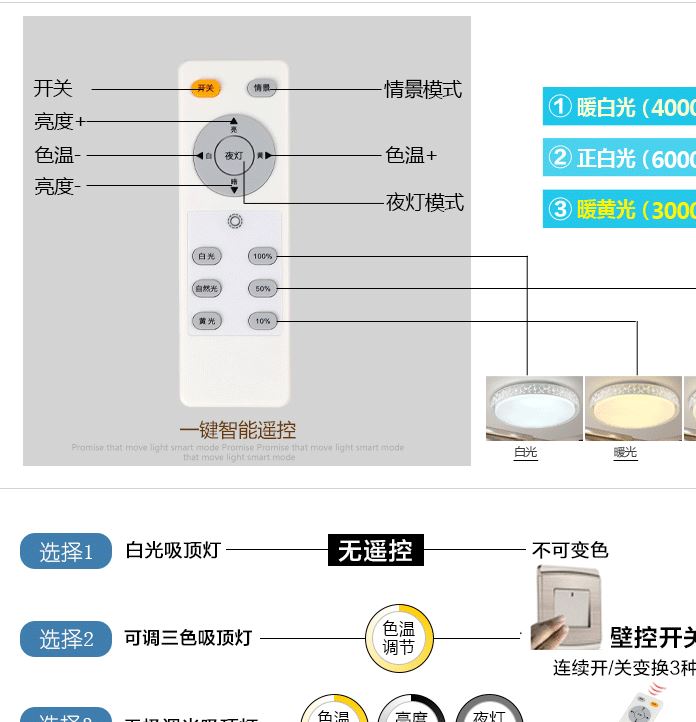 圆形铁艺吸顶灯水晶现代简约LED客厅灯房间卧室灯具无极调光灯饰示例图7