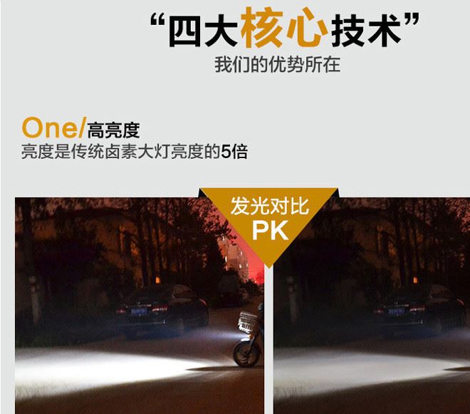 厂家批发LED车灯 摩托车 电动车前照大灯 犀利眼 4珠车灯配件示例图5