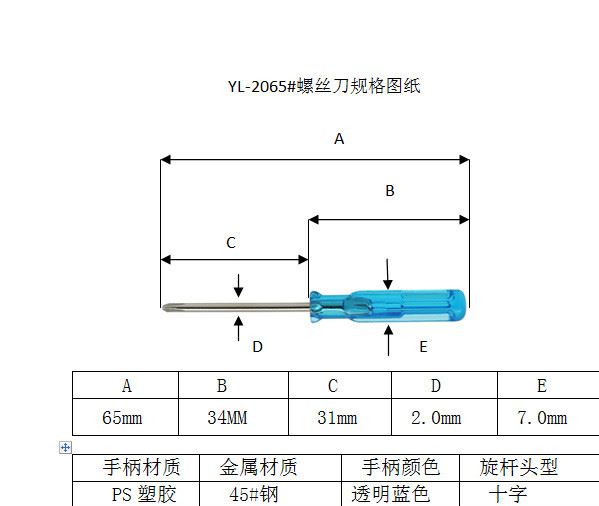 2065#小螺絲刀、十字螺絲刀、迷你螺絲刀、藍(lán)色小十字批示例圖2