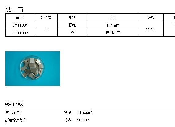 金屬鈦靶材   金屬鈦顆粒示例圖1