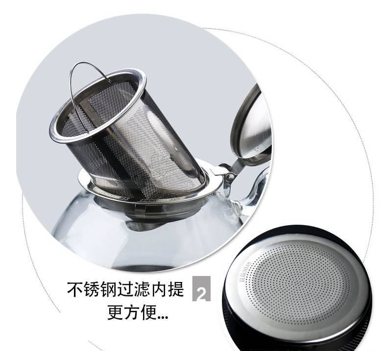 電磁爐加熱花茶壺泡茶壺不銹鋼過濾燒水壺玻璃茶具紅茶壺煮茶器示例圖5