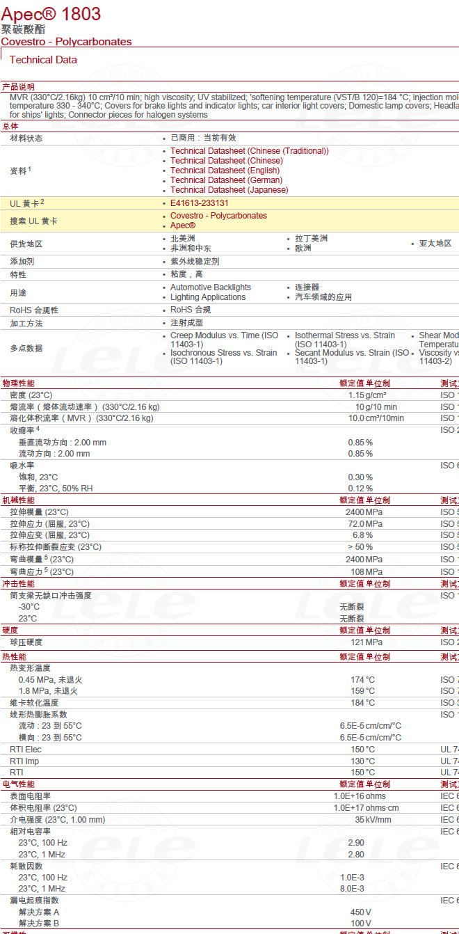 【德國】PC樹脂/拜耳/1803 耐氣候 耐紫外線 高粘 光學級示例圖5