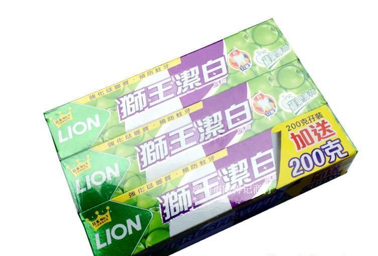 日本獅王清涼潔白牙膏蘋果/清涼/超凉薄荷口味200g*3支裝示例圖2