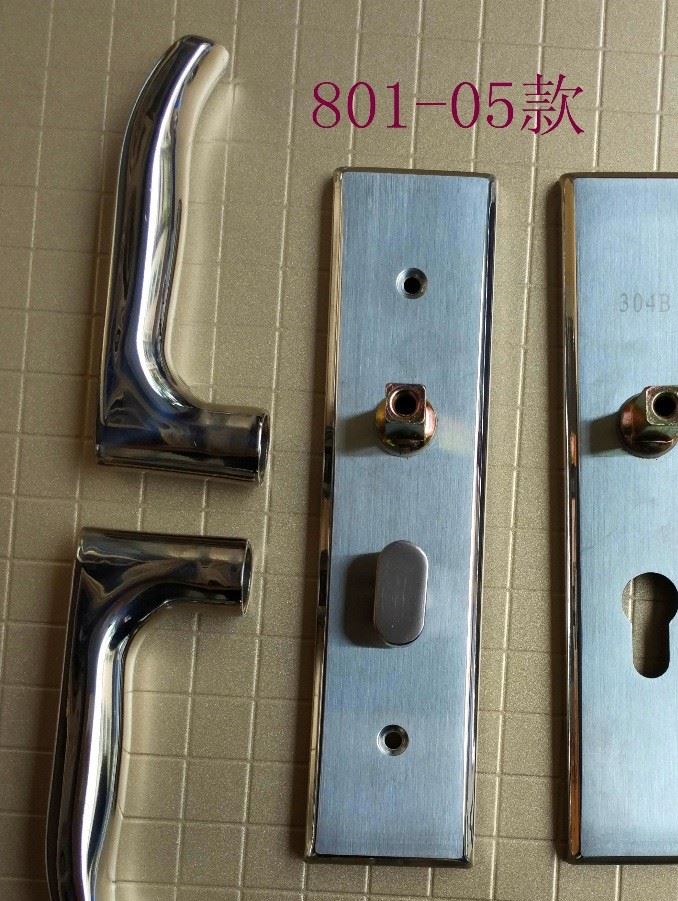 不銹鋼801-05款通用房間門木門執(zhí)手鎖配小50大50單舌三叉鎖芯示例圖3