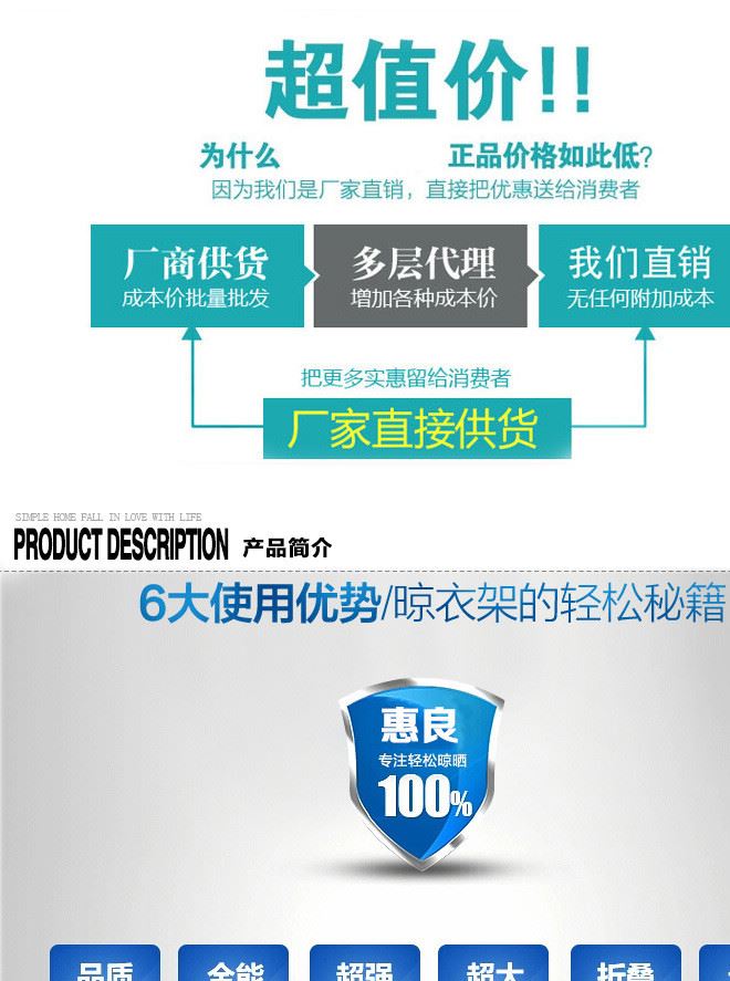 全不銹鋼曬被架晾衣架 落地折疊晾衣架陽臺(tái)晾曬架翼型曬衣架示例圖2